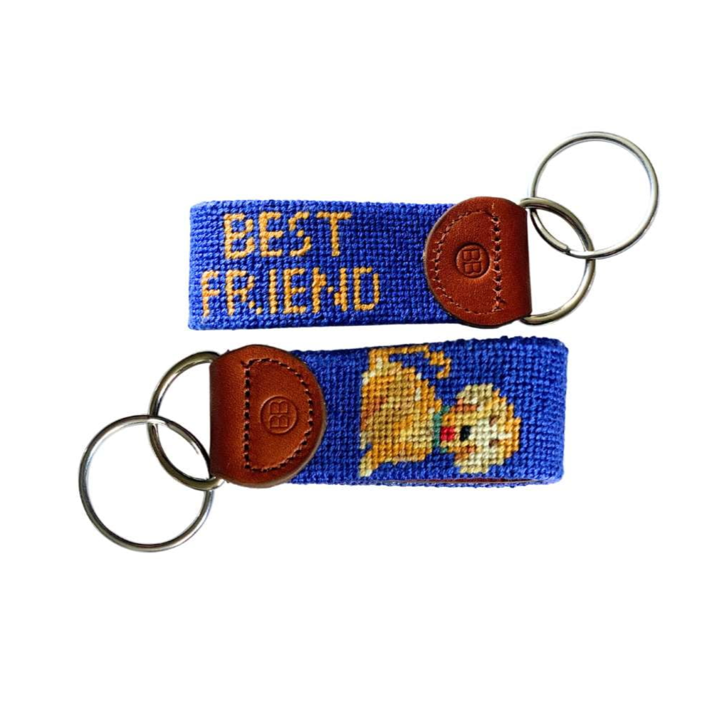 Needlepoint Key Fob - Best Friend KeyFob / Baldwin Belts