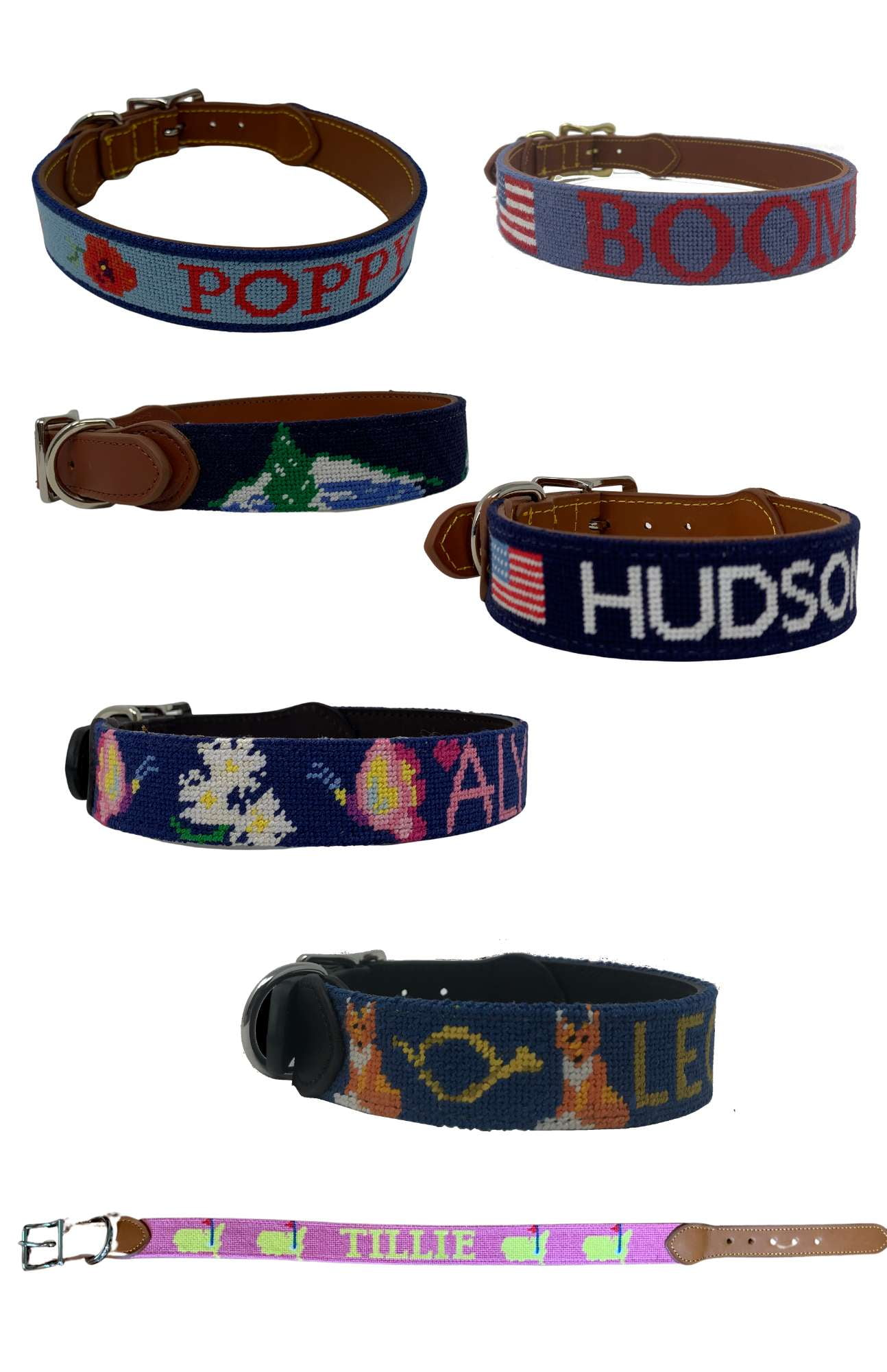 Needlepoint Dog Collar-Personalized custom collars to match your pup's personality