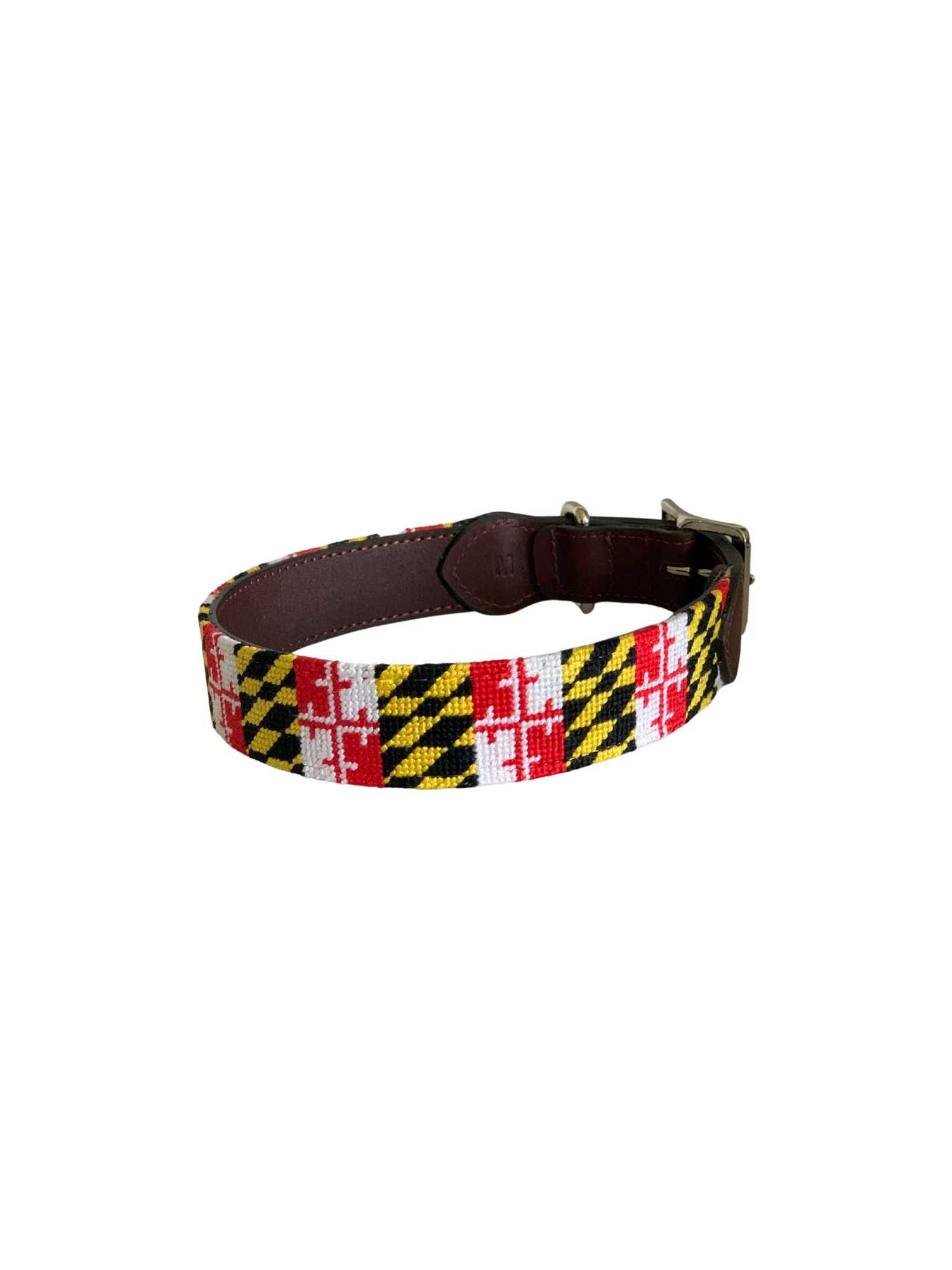 Needlepoint Dog Collar- Maryland Flag Design / Baldwin Belts