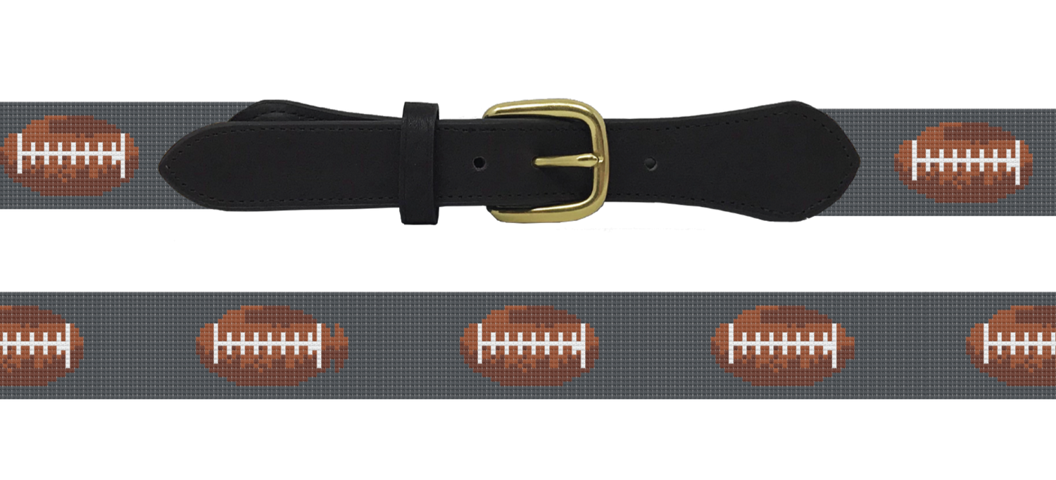 Needlepoint Football Custom Order Belt-free initials (7-8 week stitch time)
