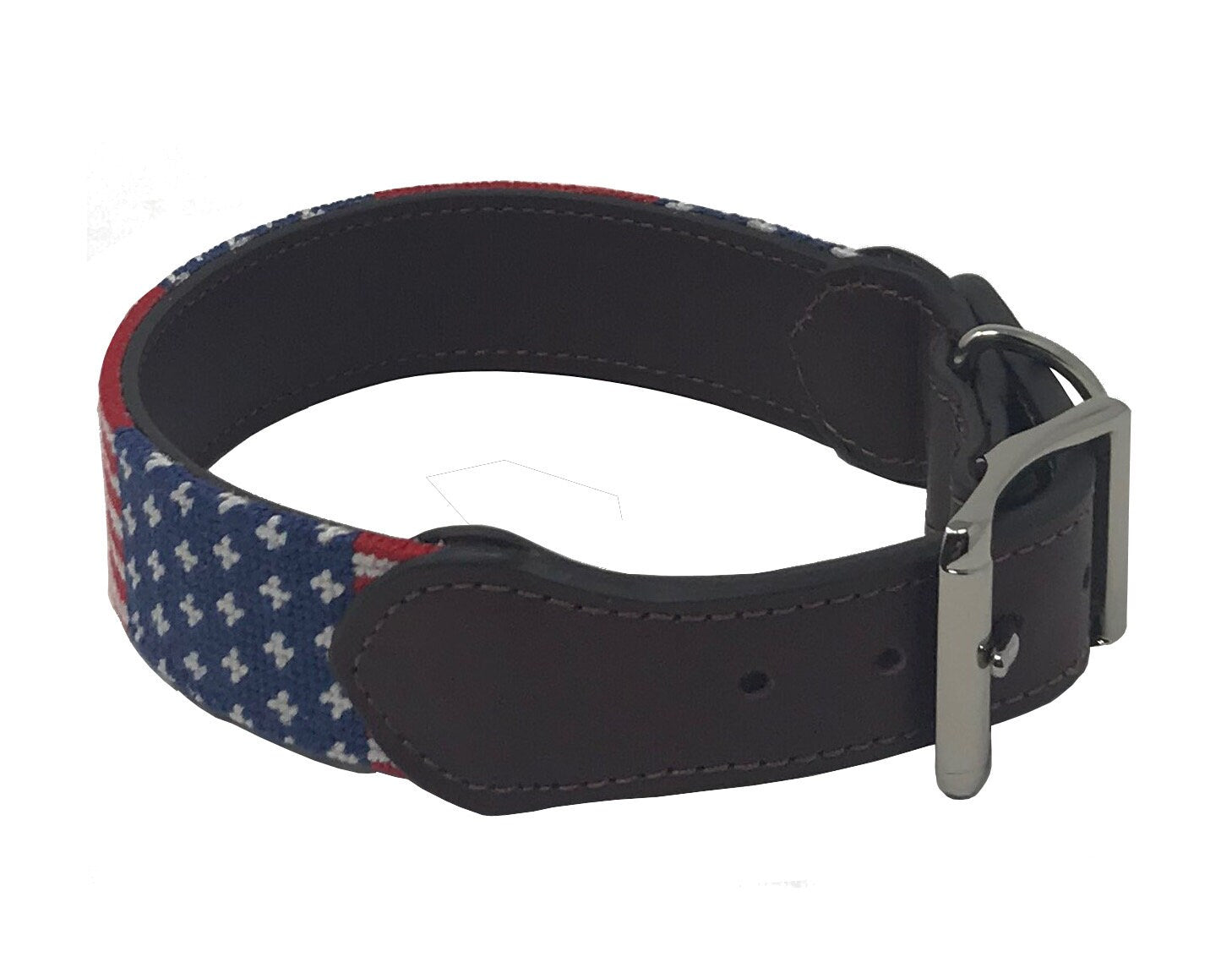 Dog Collar- Needlepoint Dog Collar Stars and Stripes / Baldwin Belts