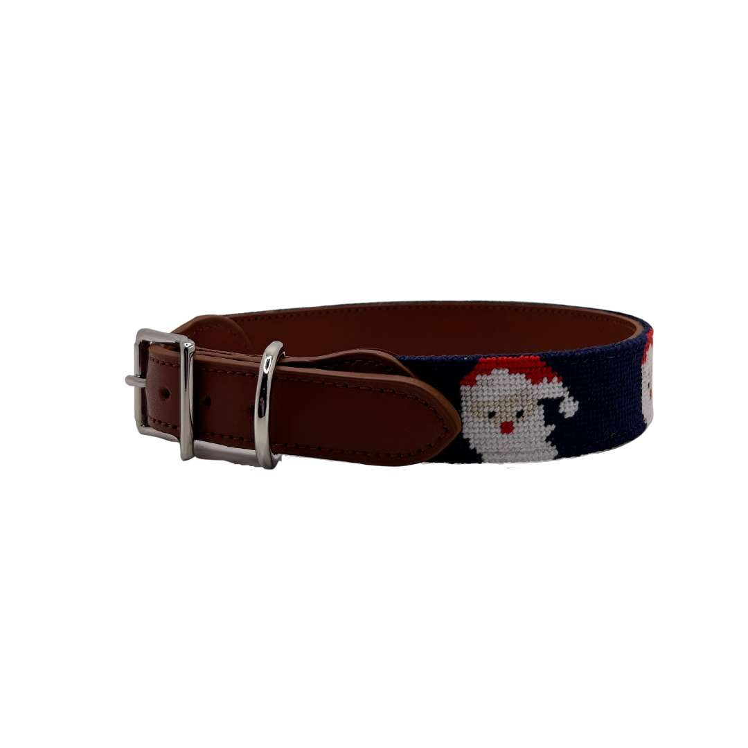 Needlepoint Dog Collar- Santa Pattern