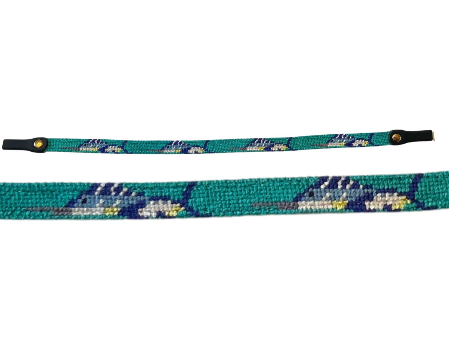 Needlepoint Sunglass Strap- Swordfish needlepoint Design