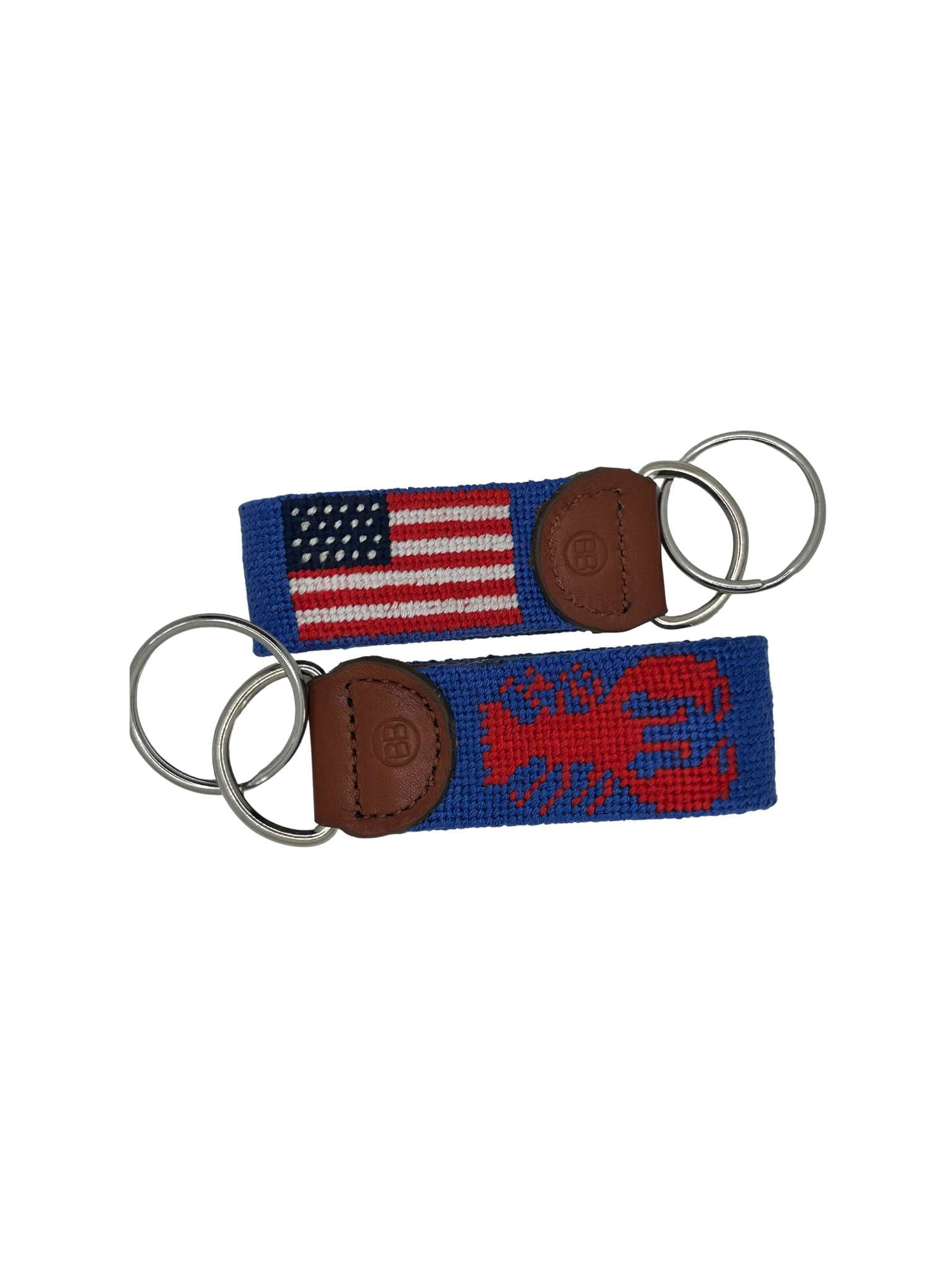 Needlepoint Key Fob- Lobster and American Flag Design key ring