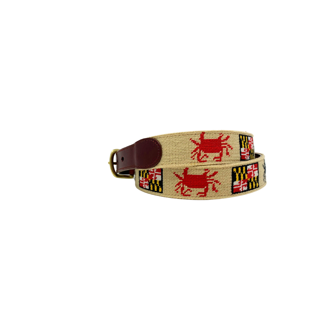 Needlepoint Young Adult Belt - Maryland Crab Needlepoint Design