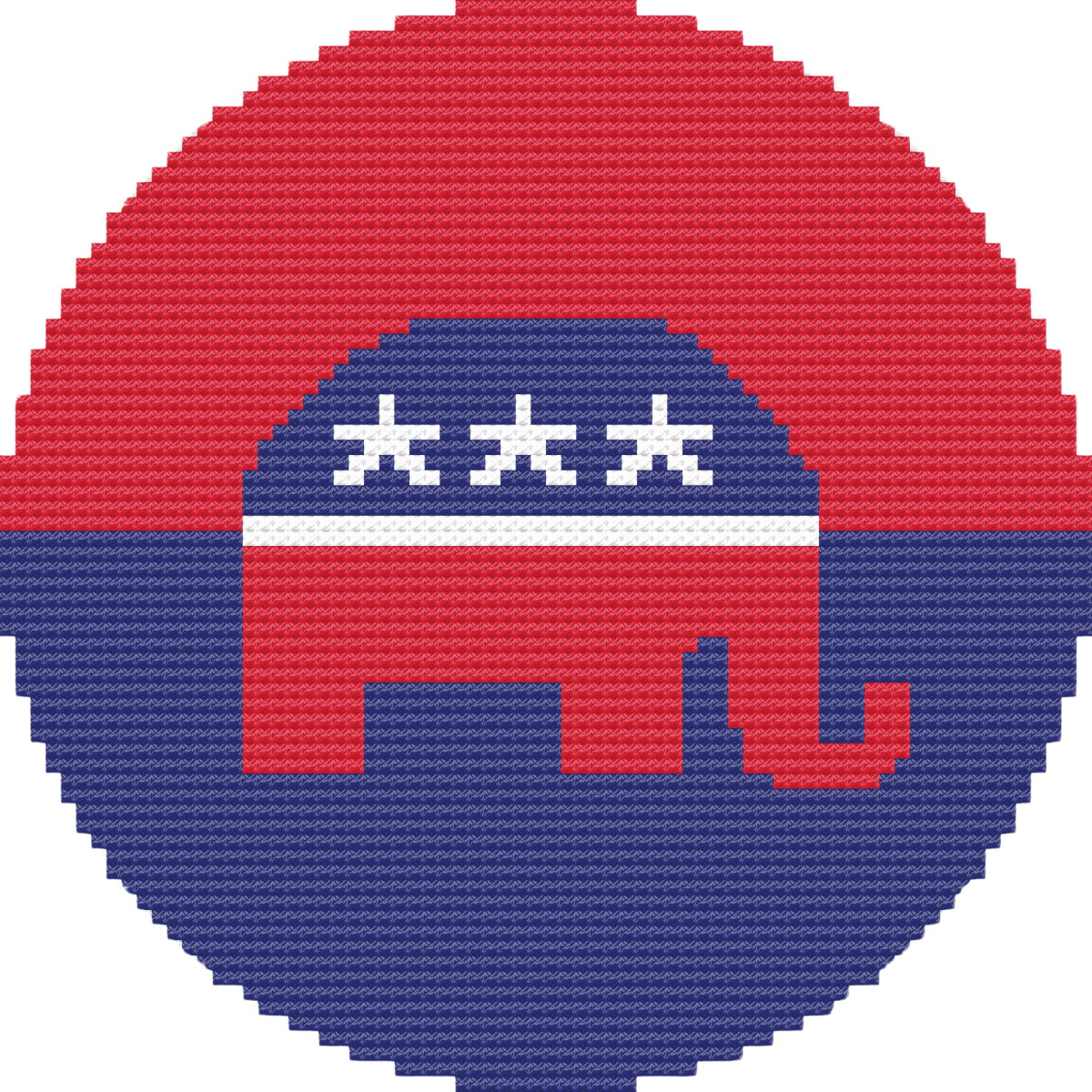 Needlepoint Ornament Republican Elephant 4" Needlepoint 18 count $4 downloadable chart with full instructions