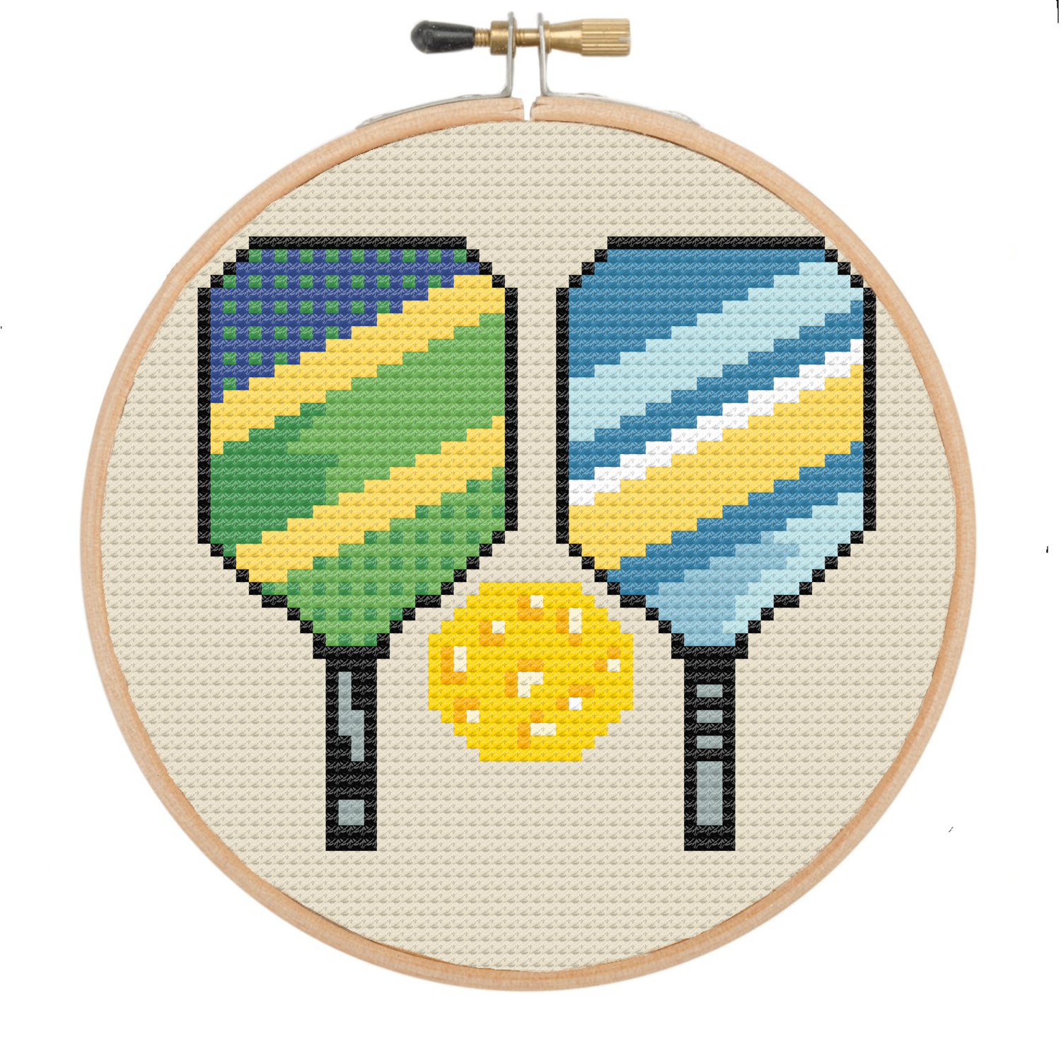 Ornament- Needlepoint Pickleball Ornament, 4" round kit 18 count pickleball printable chart downloadable