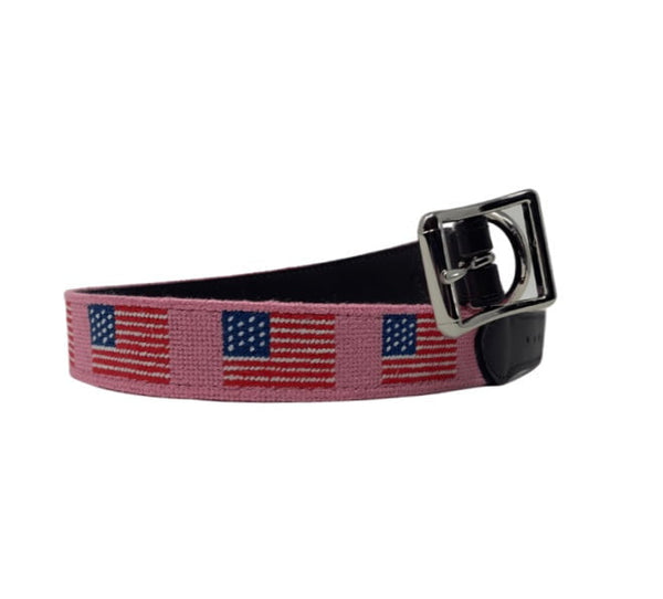 American Flag Pink Needlepoint Dog Collar