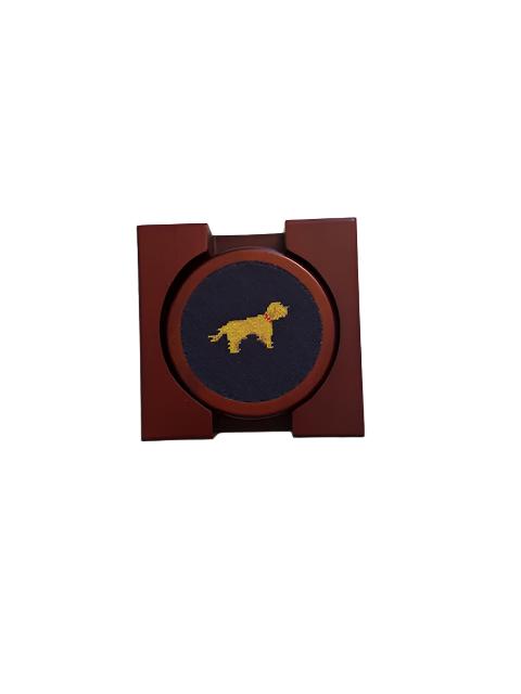 Needlepoint Wooden Coaster Set- Yellow Lab design