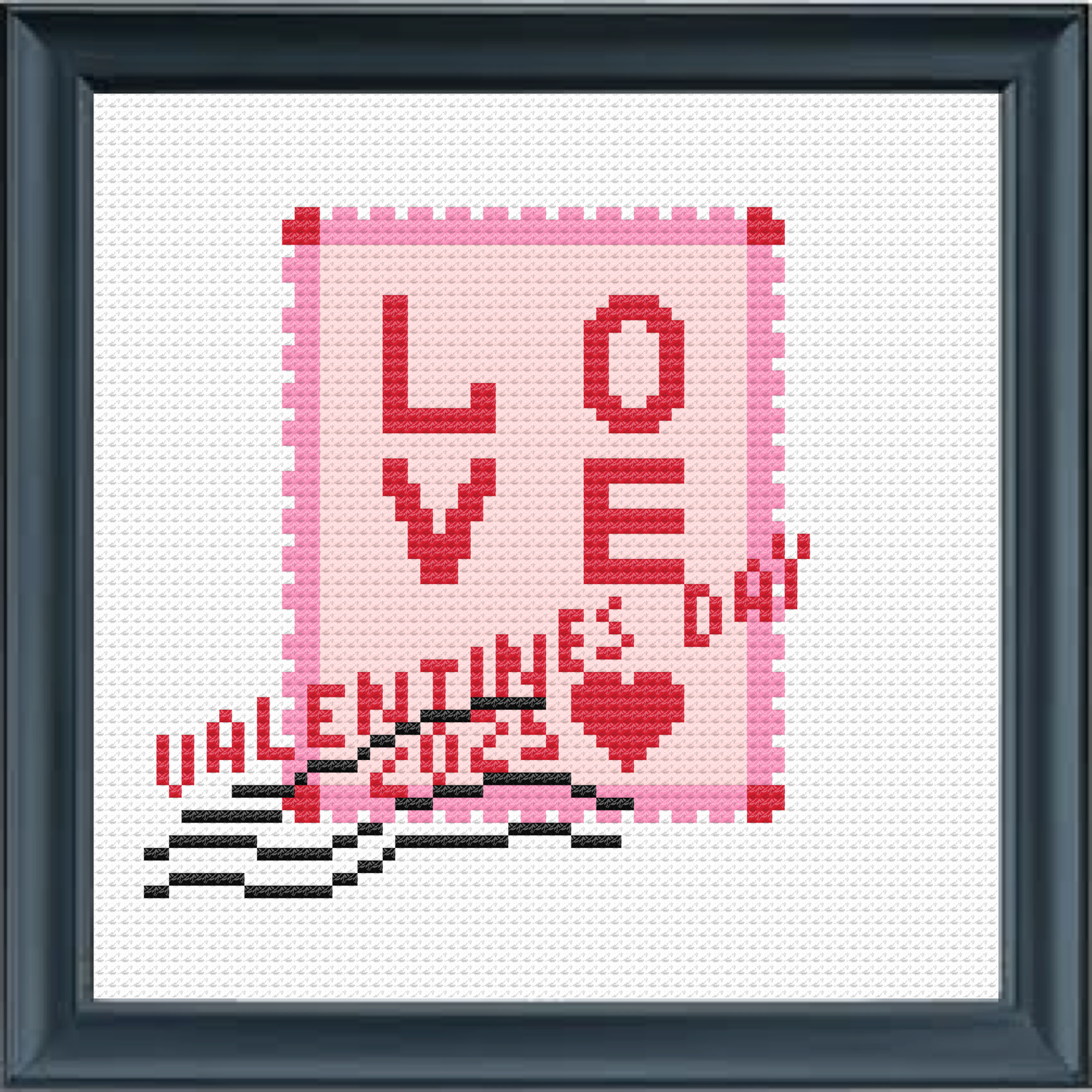 Valentine Stamp Needlepoint kit, printed canvas , design 18 count 2”x3.5” on 6” canvas