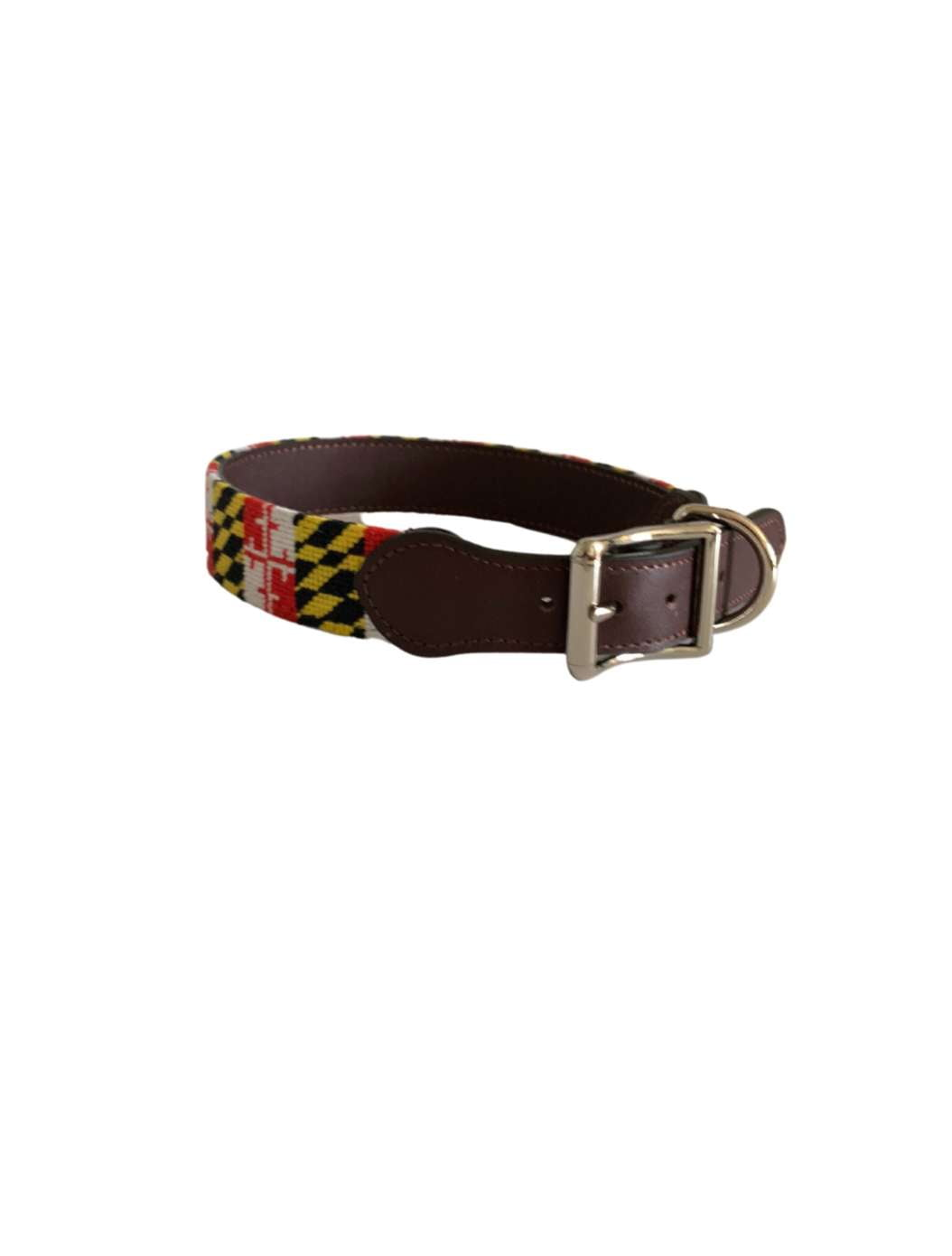 Needlepoint Dog Collar- Maryland Flag Design / Baldwin Belts