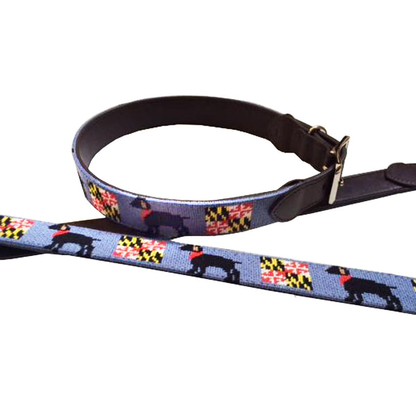 Needlepoint Dog Collar-Black Lab Maryland Flag Needlepoint Design