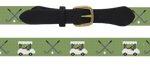 Needlepoint Belt Golf Cart and Club Design Made to Order-7 Week Stitch Time, free initials