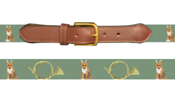 Fox Hunt Needlepoint Belt Design Made to Order-7 Week Stitch Time, Add Initial for True Custom design, no extra fee!