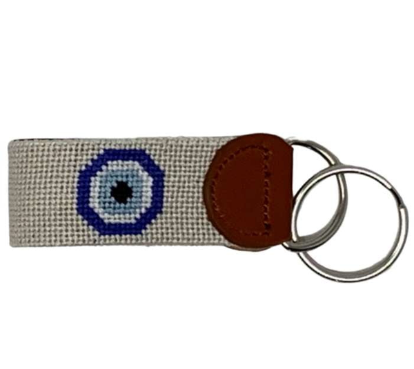 Needlepoint Key Fob- Evil Eye Design on either side of Fob