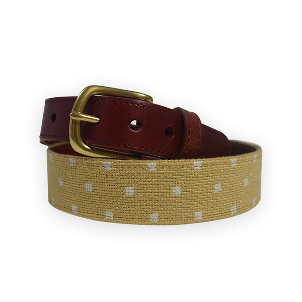 Needlepoint Women's Belt- Polka Dot Pattern