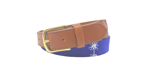South Carolina Palmetto Tree Custom Needlepoint Belt for Men- Pre Order (currently being stitched) September delivery