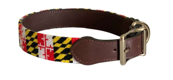 Needlepoint Dog Collar- Maryland Flag Design
