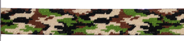 Needlepoint Dog Collar-  Hand Stitched Needlepoint Camouflage Design
