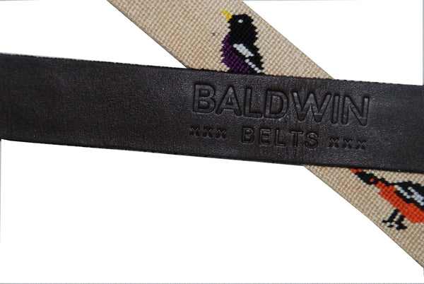 Needlepoint Belt- Hand Stitched Bird Belt