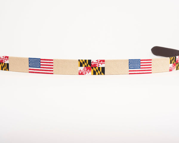 Needlepoint Belt-American flag / Maryland flag needlepoint design