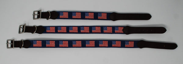 Needlepoint Dog Collar- Yellow Lab/USA Flag design