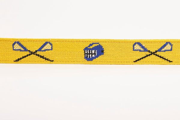 Lacrosse Yellow and Blue Needlepoint Belt