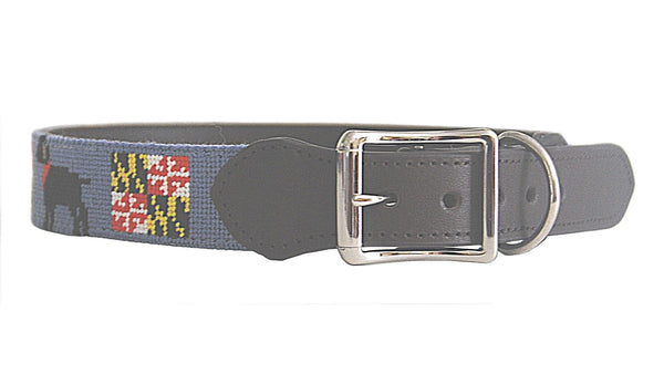 Needlepoint Dog Collar- Maryland Flag / Black Dog design