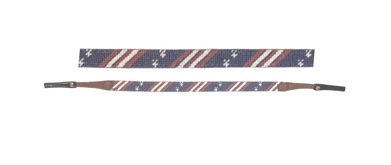 Needlepoint Sunglass Strap-Red and Blue Star Needlepoint Pattern, Hand Stitched